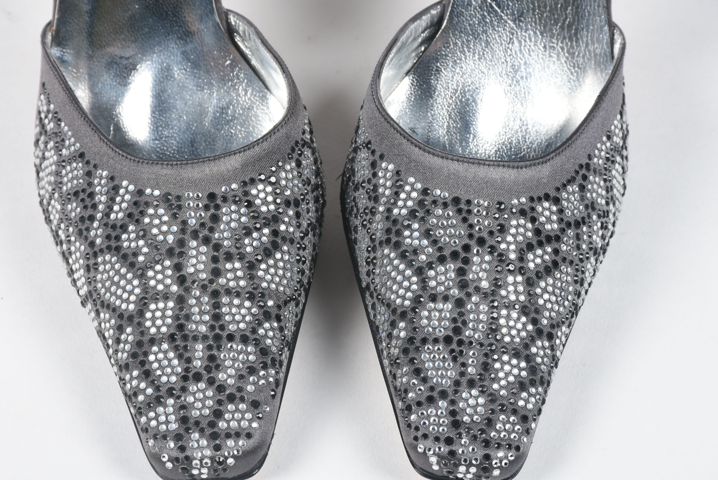 Thomas Lang "Lola" Ankle Strap Sling Backs with Rhinestones