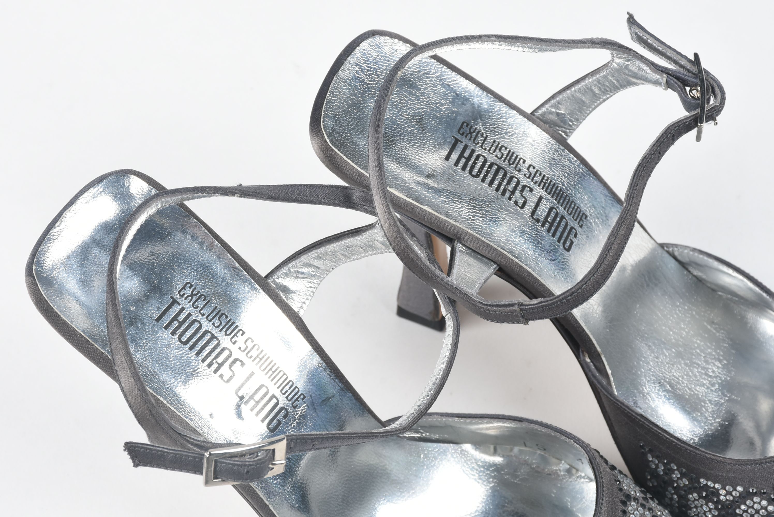 Thomas Lang "Lola" Ankle Strap Sling Backs with Rhinestones