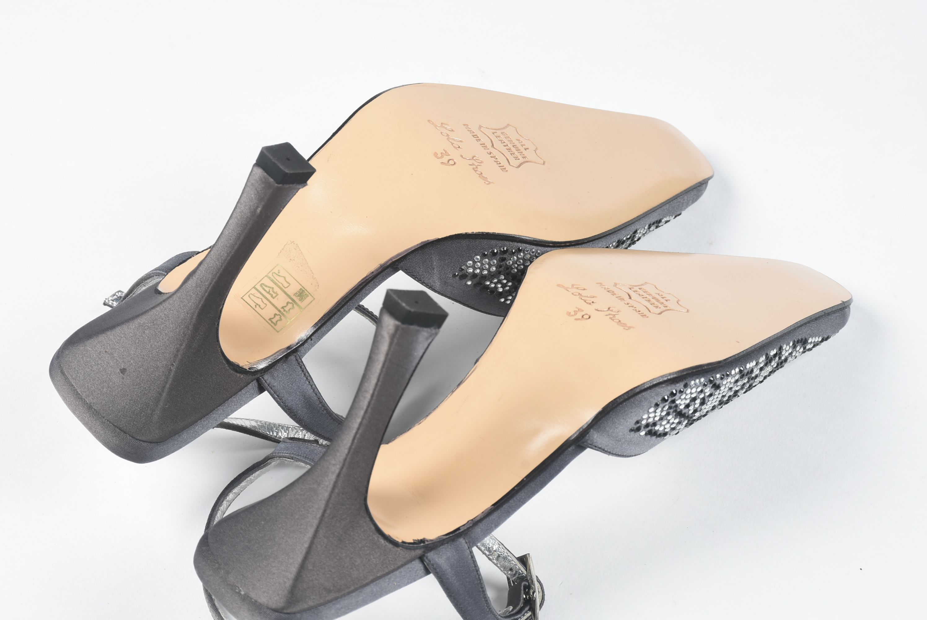 Thomas Lang "Lola" Ankle Strap Sling Backs with Rhinestones