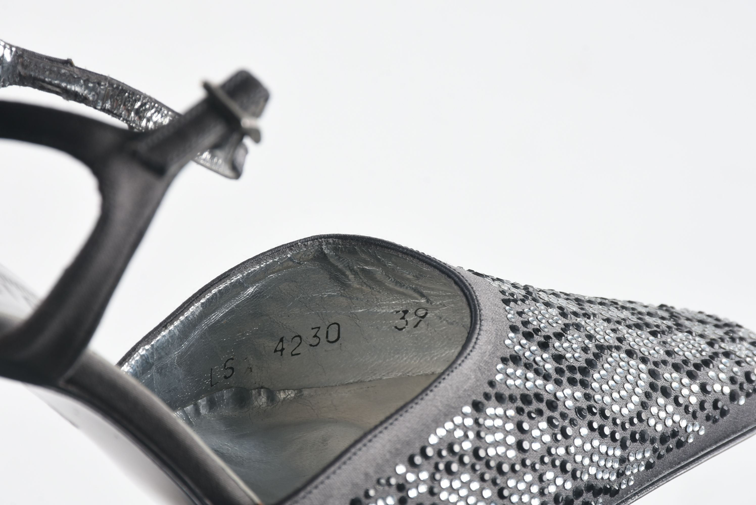 Thomas Lang "Lola" Ankle Strap Sling Backs with Rhinestones