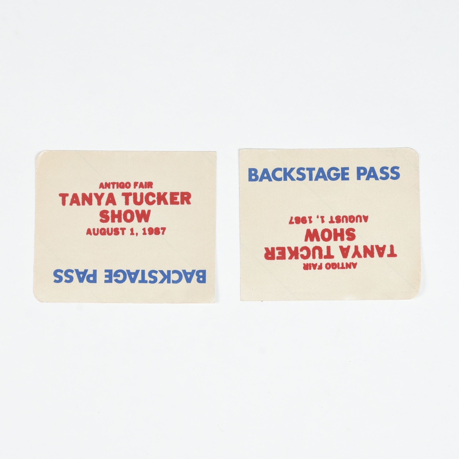 Pair of Backstage Passes to 1987 Tanya Tucker Show