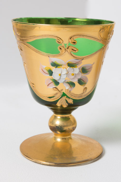 Gold and Green Decanter with Glasses Set