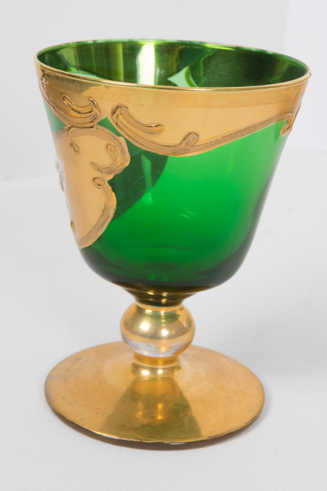 Gold and Green Decanter with Glasses Set