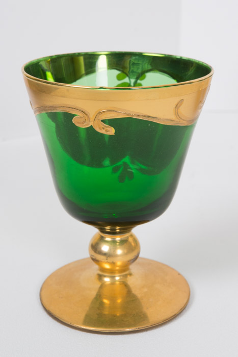 Gold and Green Decanter with Glasses Set