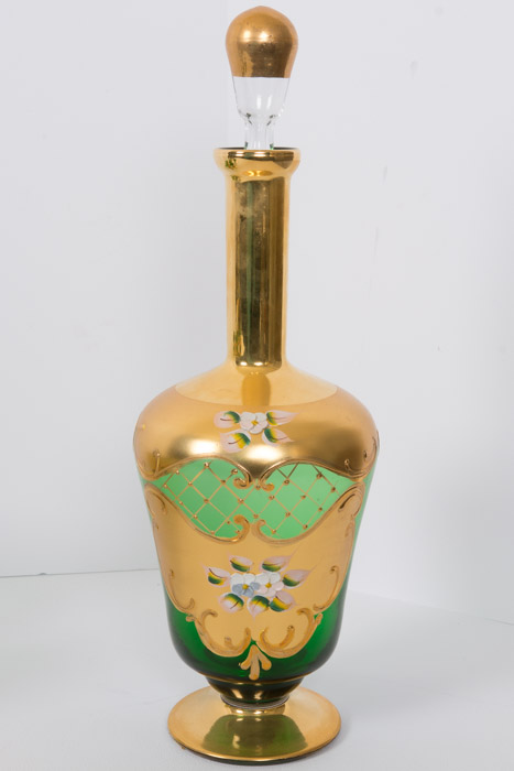 Gold and Green Decanter with Glasses Set