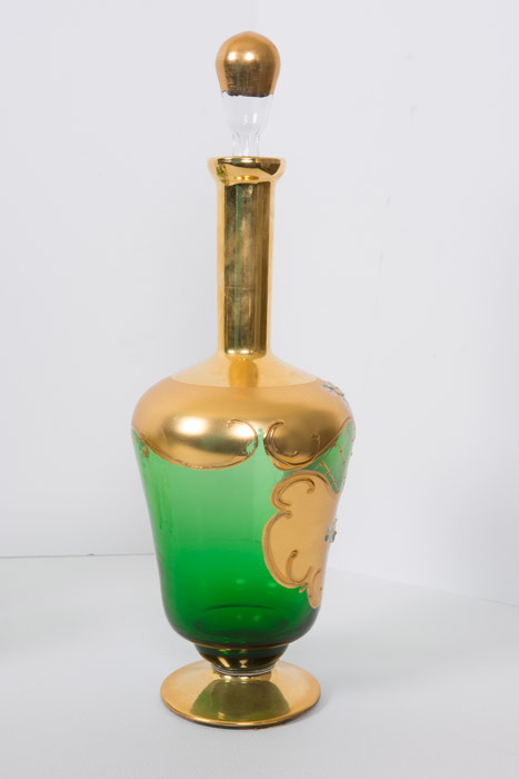 Gold and Green Decanter with Glasses Set