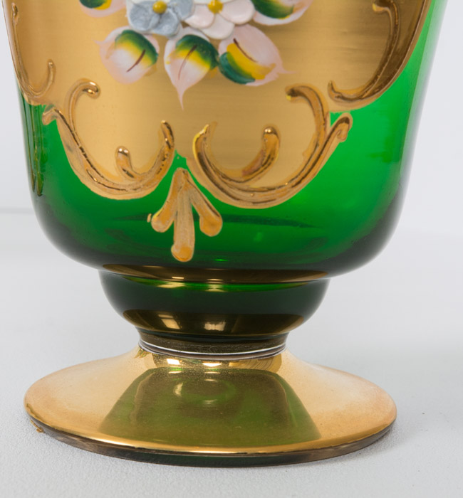 Gold and Green Decanter with Glasses Set