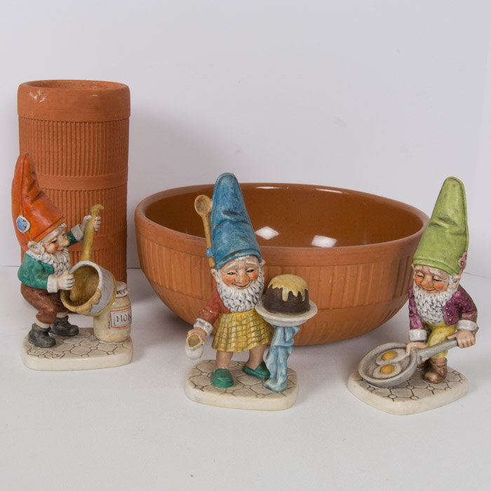 Earthenware Pieces and Goebel Cooking Gnomes