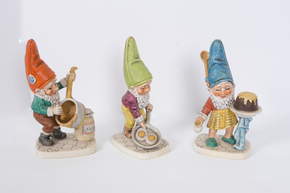 Earthenware Pieces and Goebel Cooking Gnomes