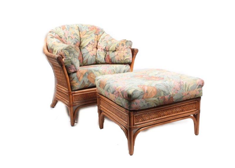 Rattan Chair and Ottoman