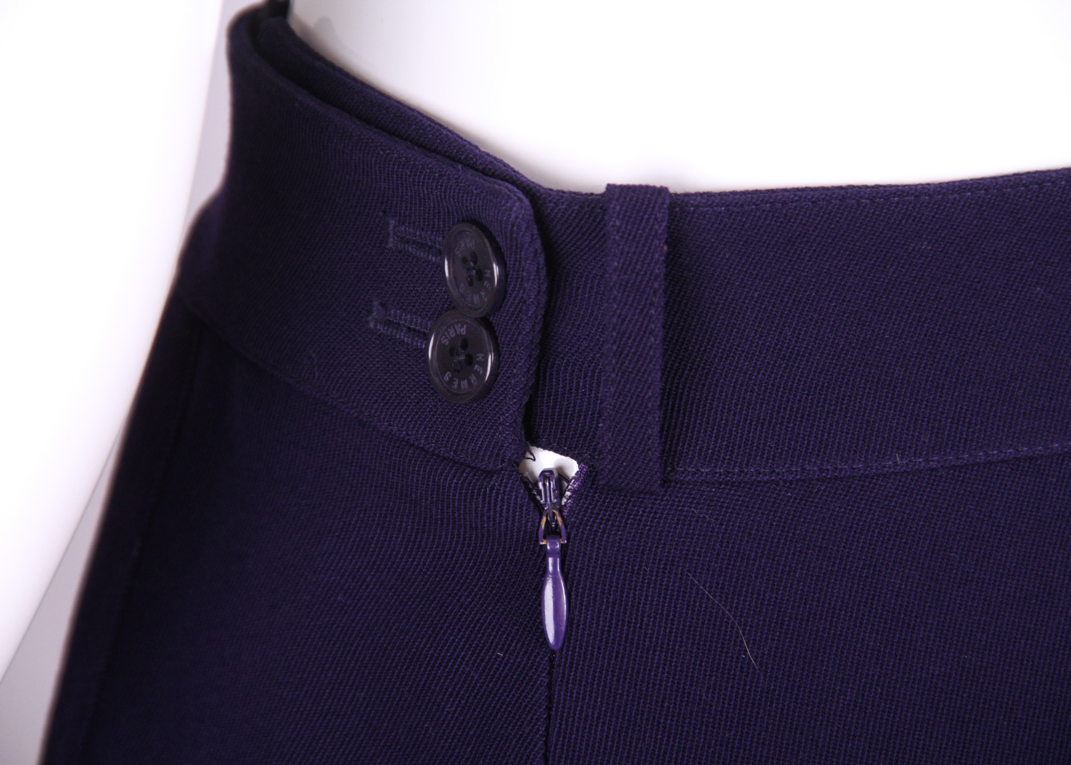 Vintage Women's Hermes Jacket and Skirt Ensemble with Detachable Leather Fringe Scarf