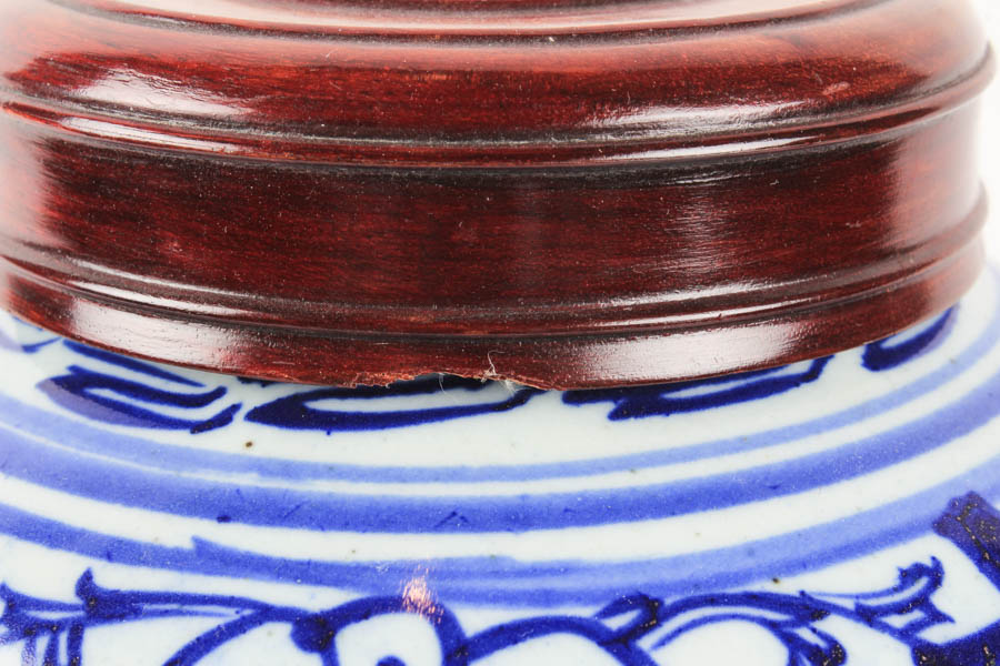 Pair of Chinese Hand Painted Double Happiness Ginger Jars