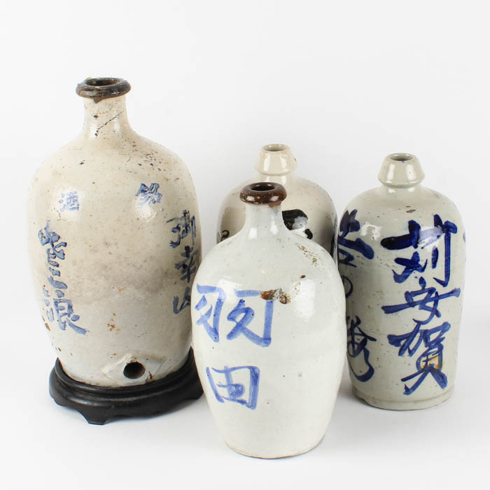 Group of Japanese Ceramic Bottles