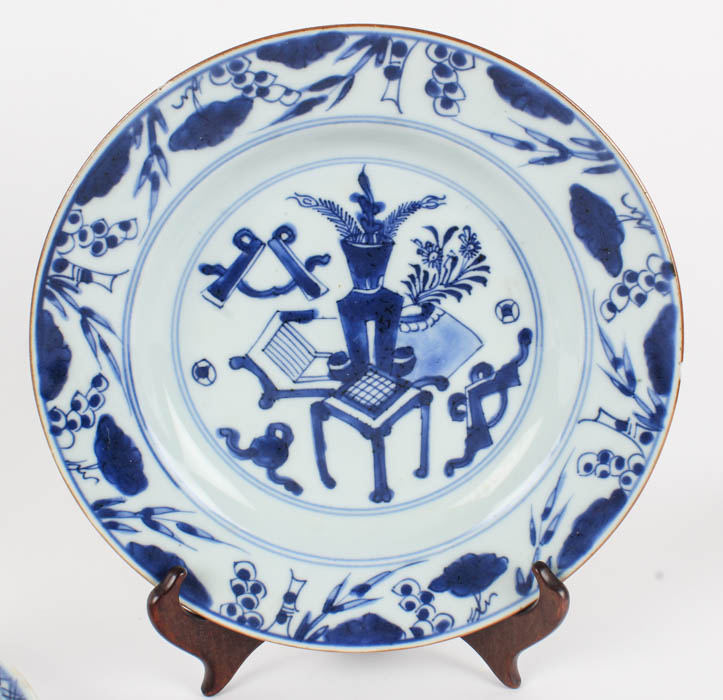 Assortment of East Asian Blue on White Plates