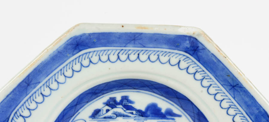 Assortment of East Asian Blue on White Plates