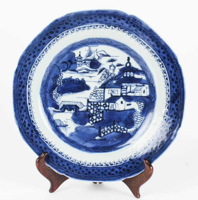 Assortment of East Asian Blue on White Plates