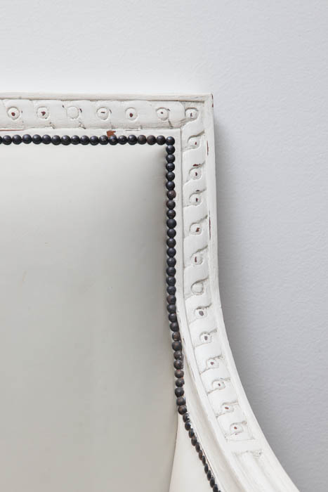 Off White Leather Armchair and Footstool