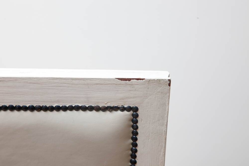 Off White Leather Armchair and Footstool