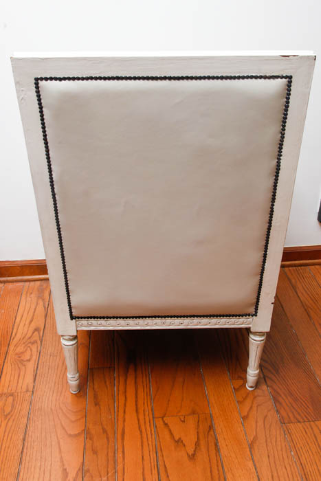 Off White Leather Armchair and Footstool