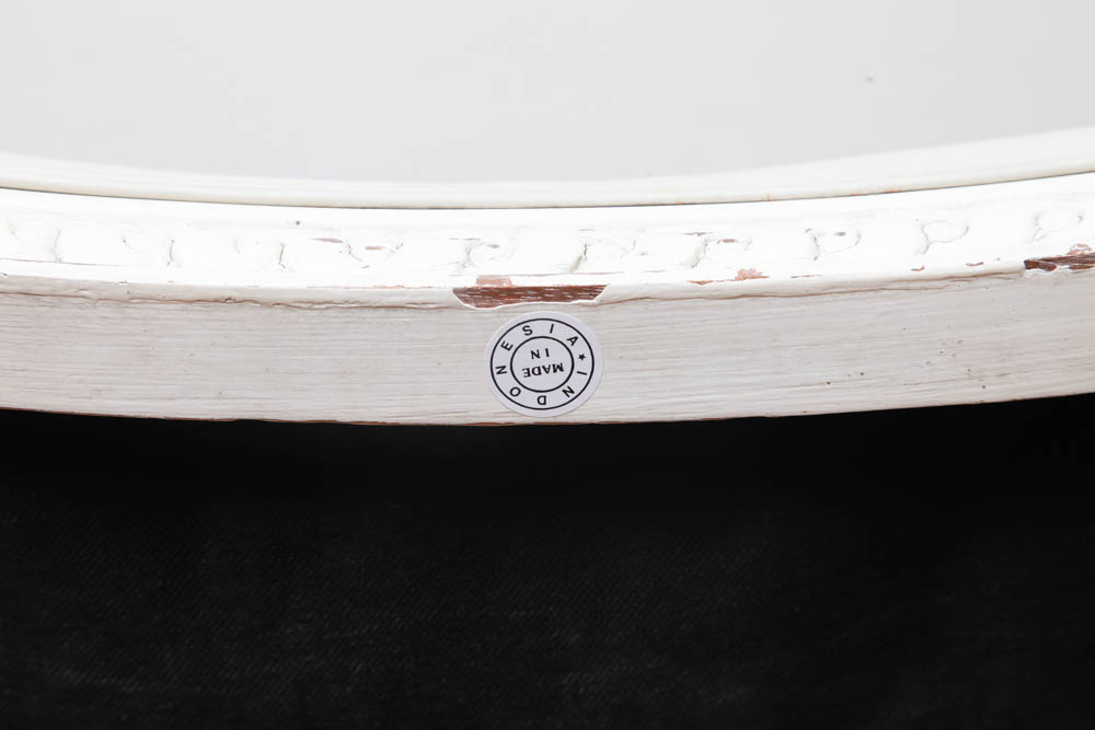 Off White Leather Armchair and Footstool