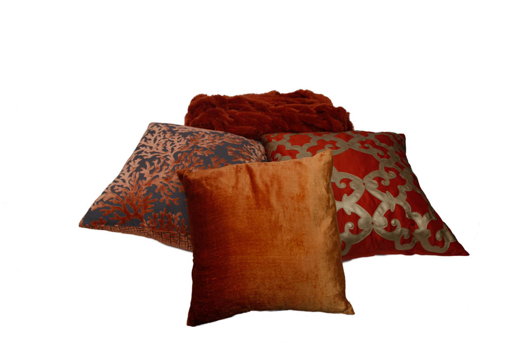 Trio of Decorative Pillows and Throw