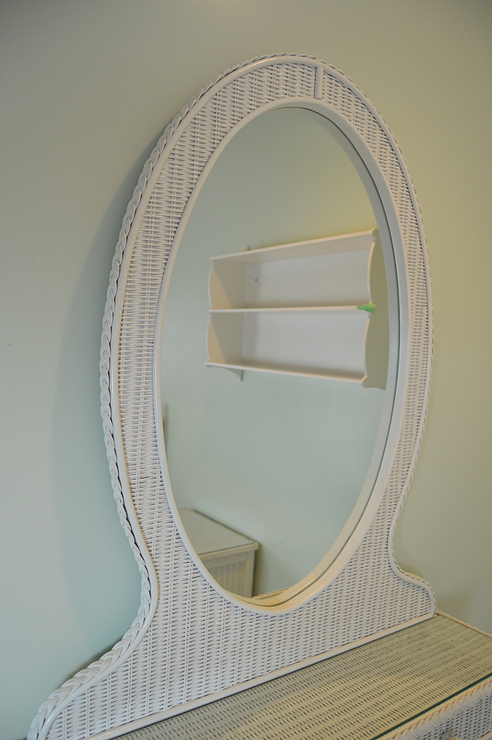 White Wicker Dresser with Mirror