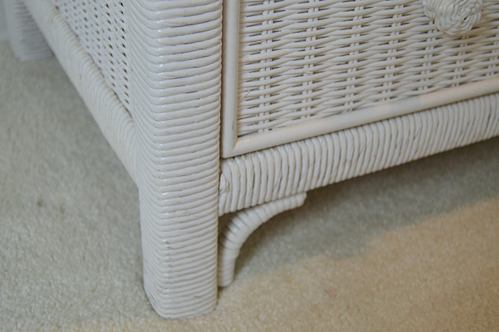 White Wicker Dresser with Mirror