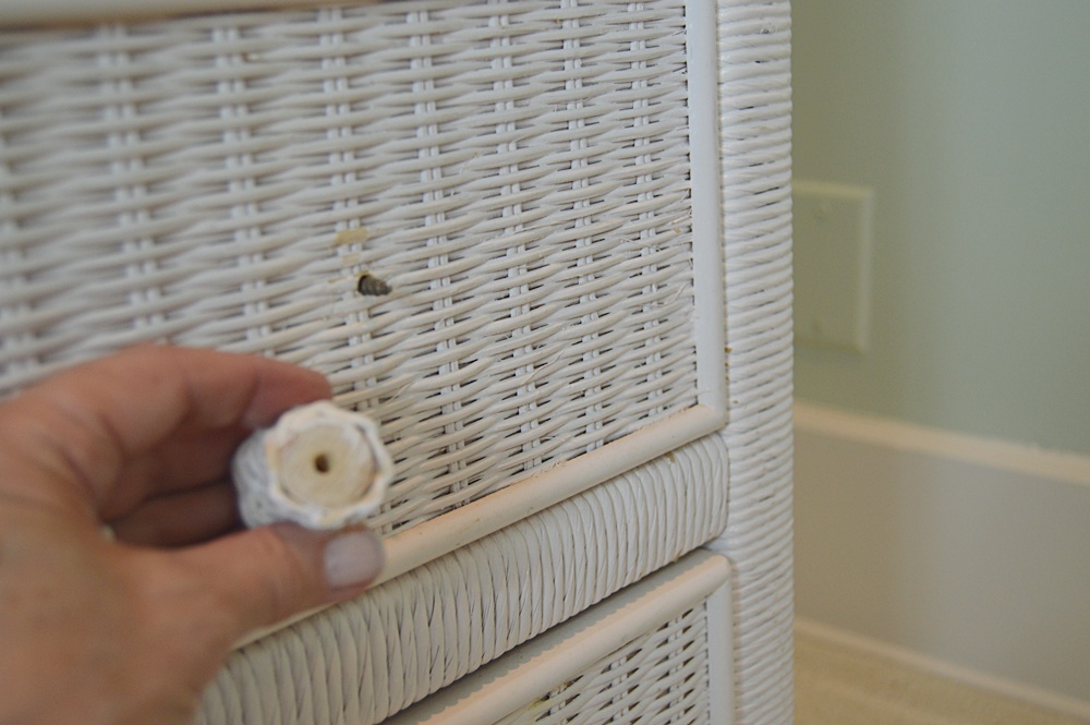 White Wicker Dresser with Mirror