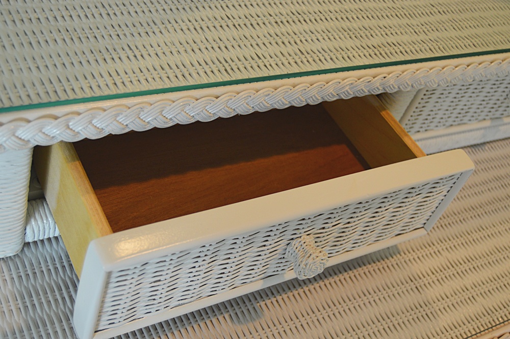 White Wicker Dresser with Mirror