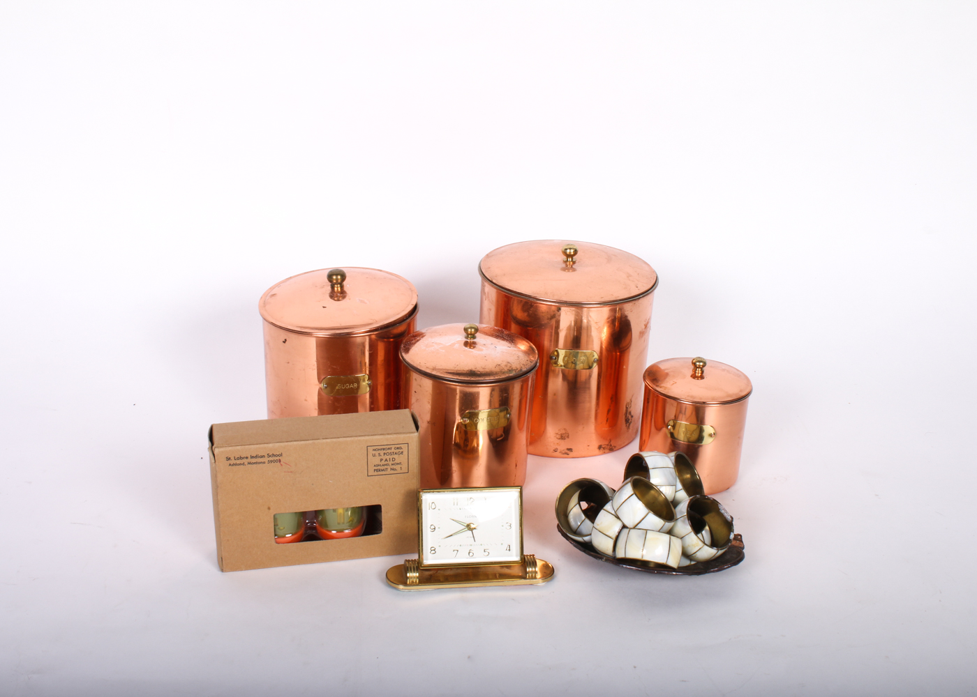 Vintage Copper Canister Set and Kitchen Decor