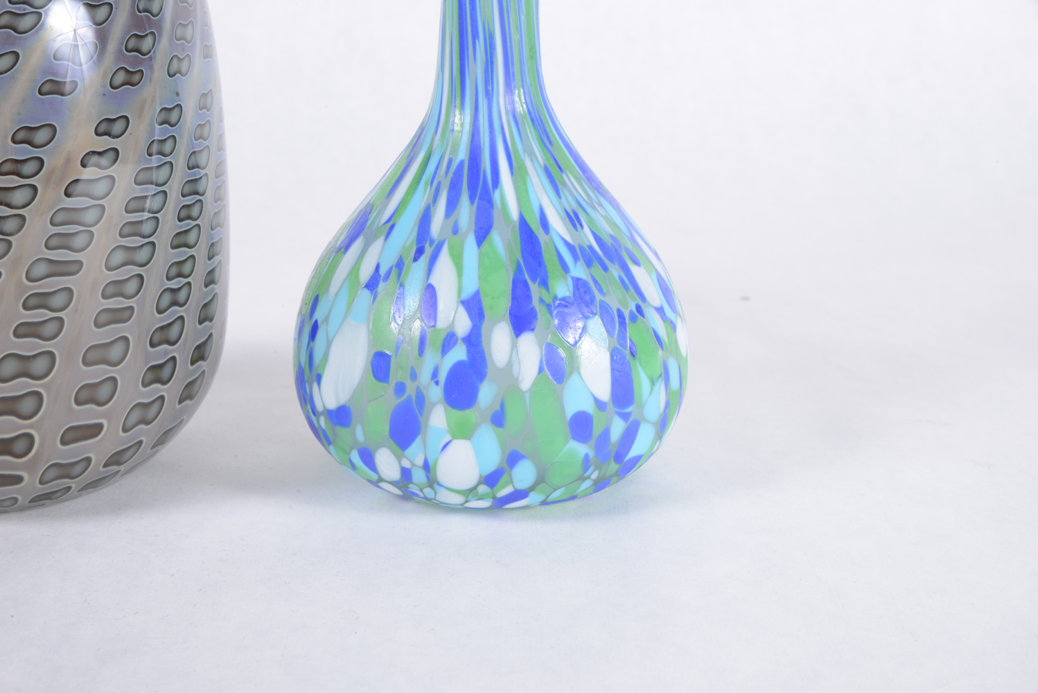 Pair of Art Glass Vases, Including a Signed Alan Goldfarb Vase