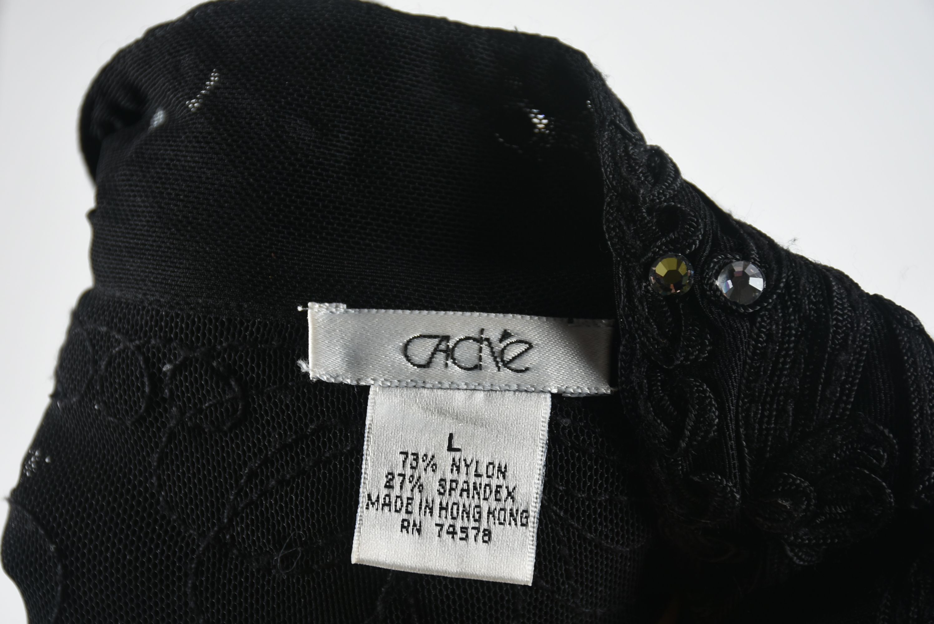 Cache Black Ribbon Mesh Evening Jacket with Hand Set Crystal Rhinestones