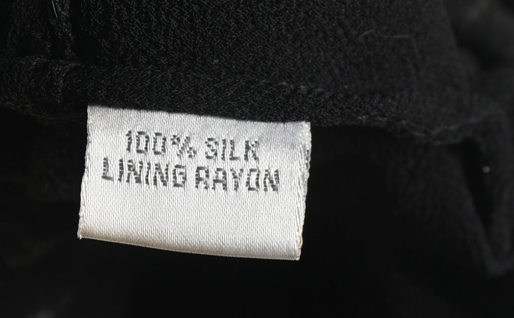 Black Silk Embroidered Blouse with Hand Set Golden Champagne Swarovski Crystal Rhinestones