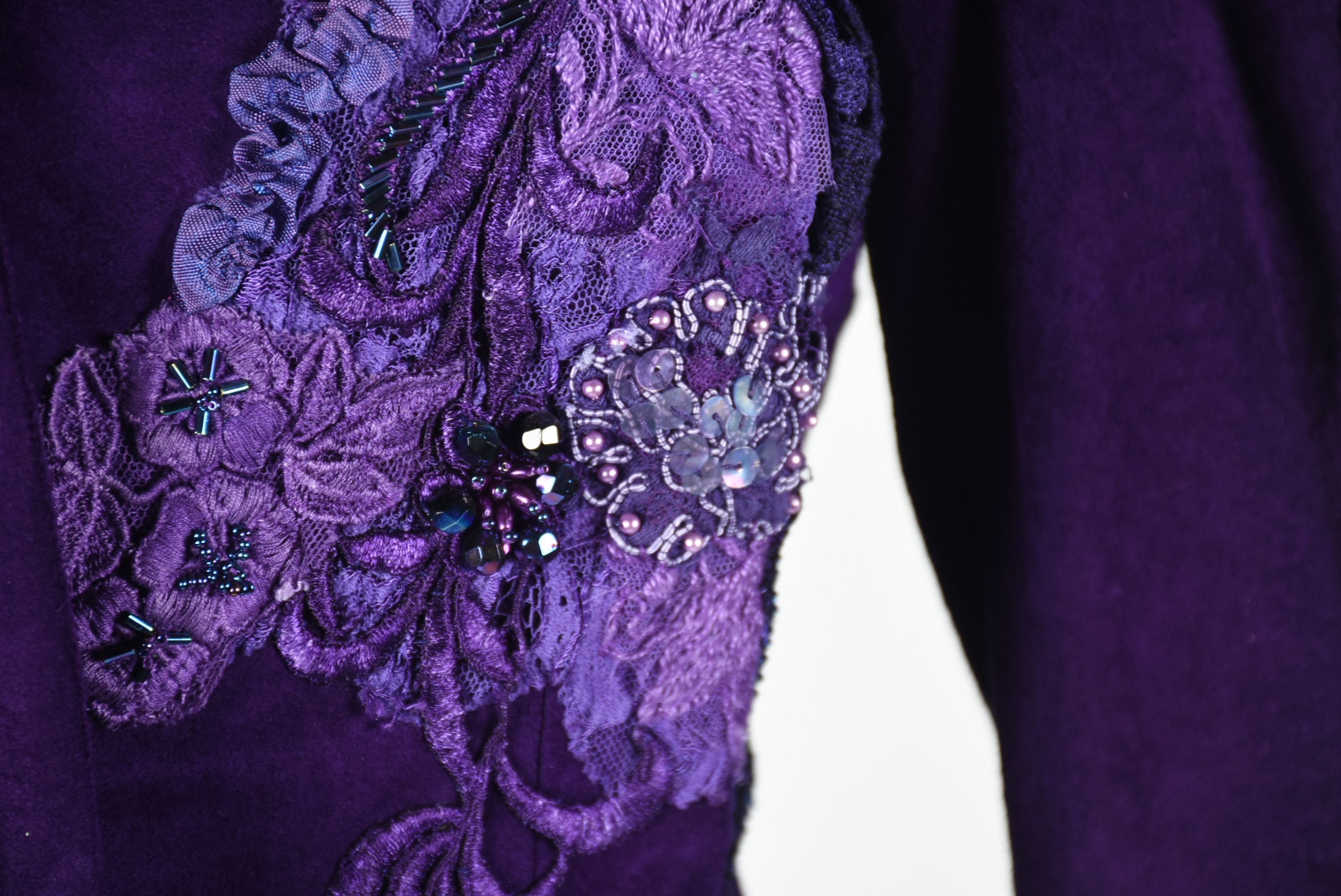 Custom Made Purple Suede Leather Embellished Stage Ensemble