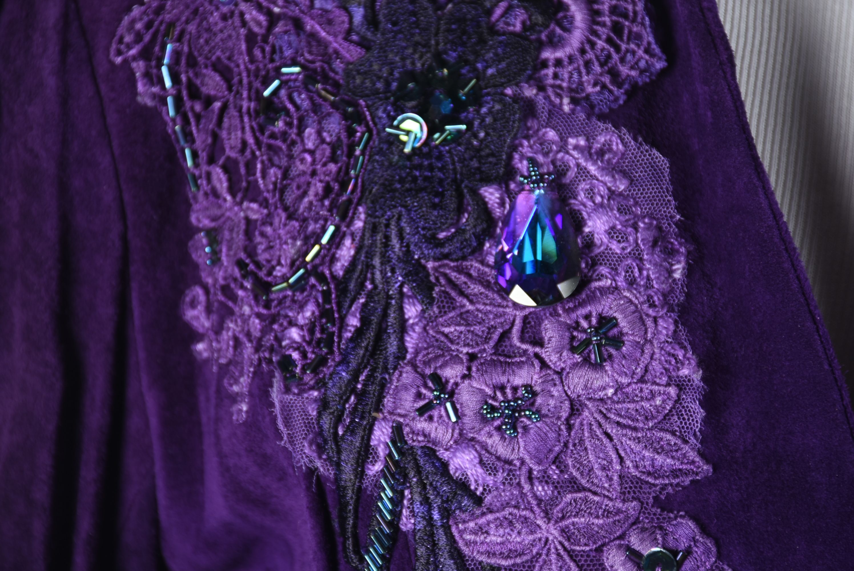 Custom Made Purple Suede Leather Embellished Stage Ensemble