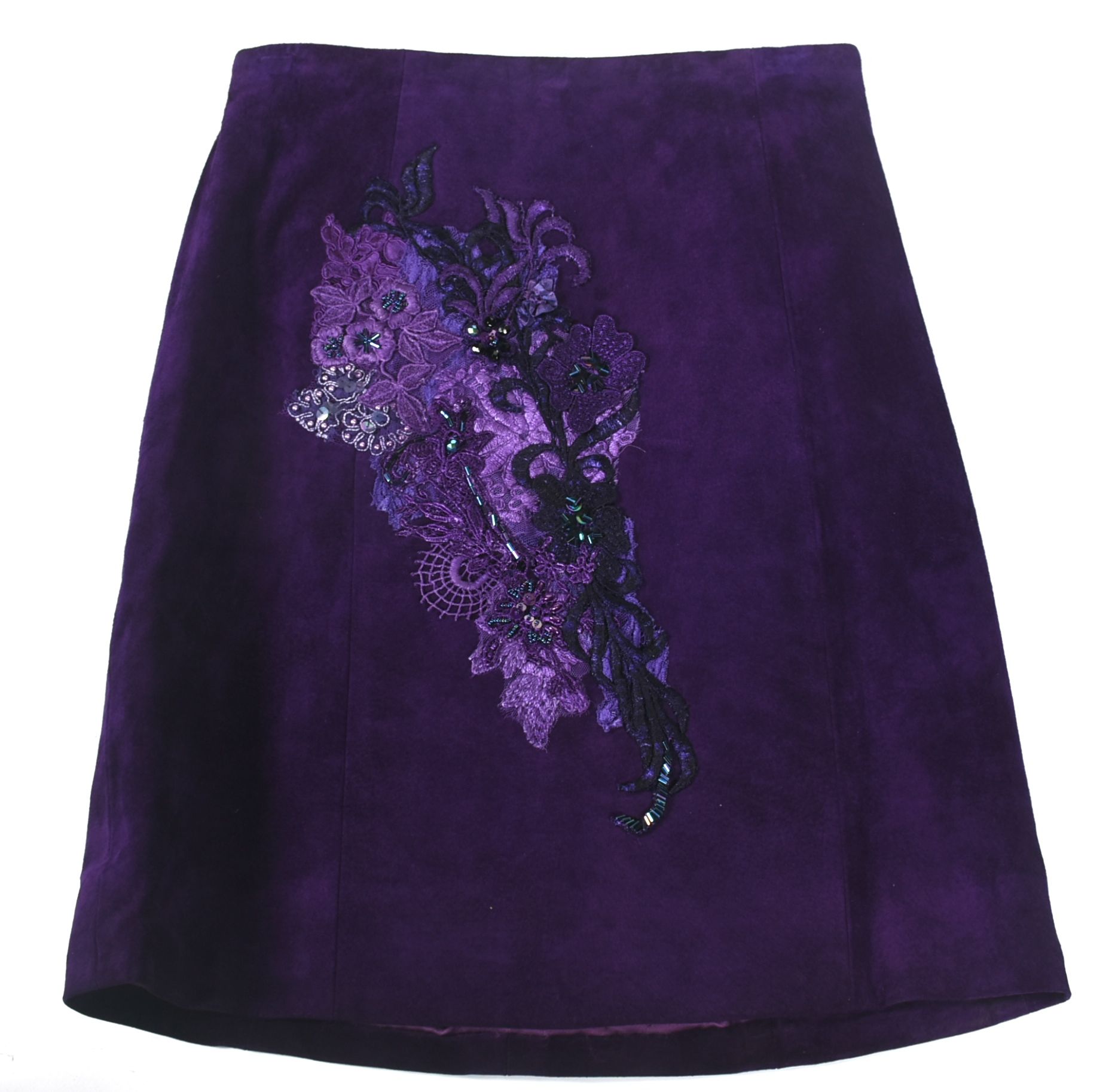 Custom Made Purple Suede Leather Embellished Stage Ensemble