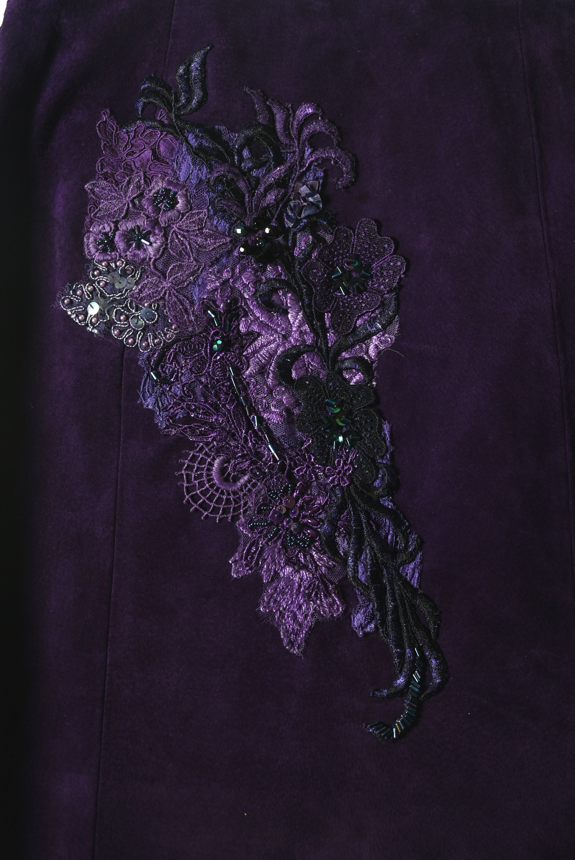 Custom Made Purple Suede Leather Embellished Stage Ensemble