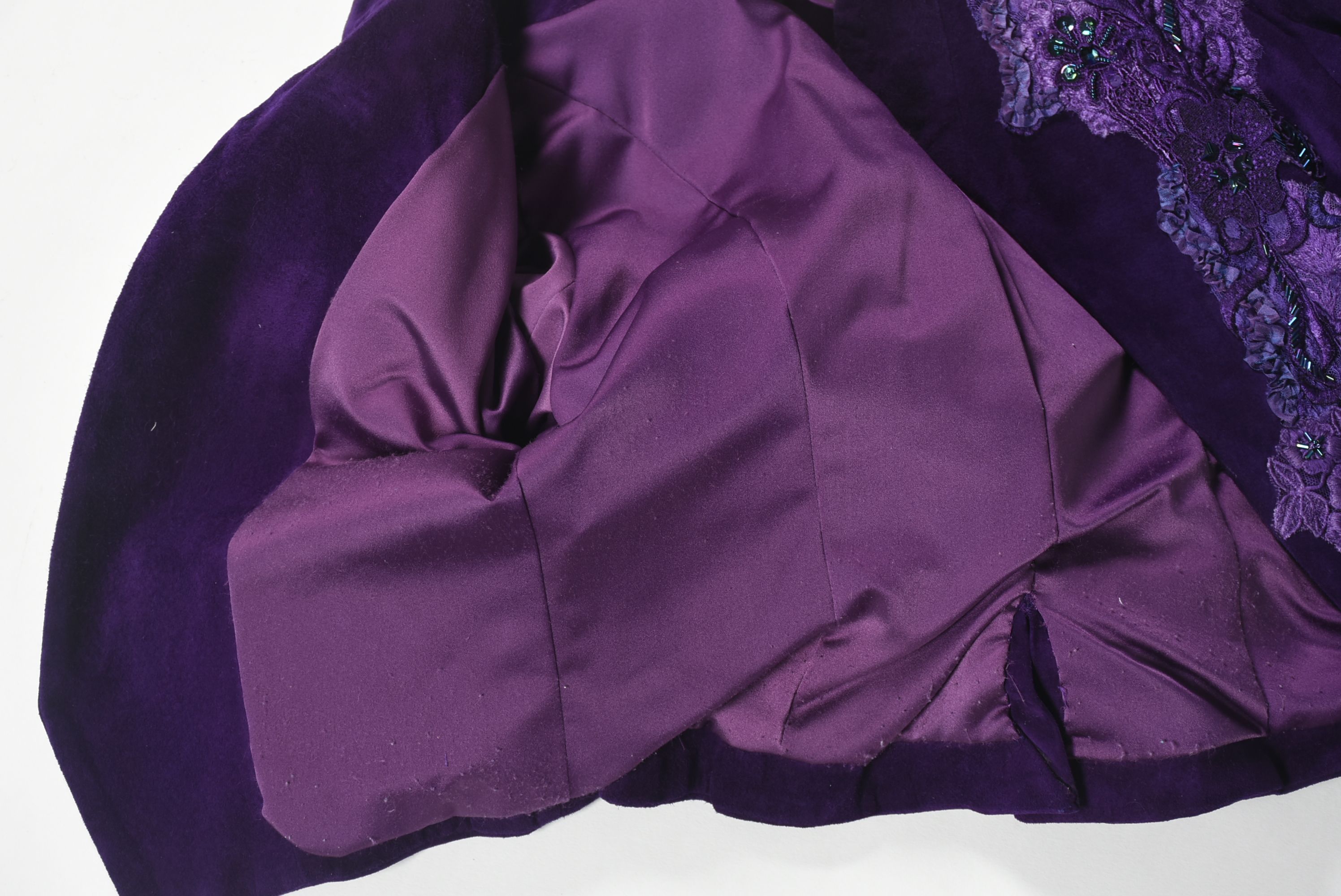 Custom Made Purple Suede Leather Embellished Stage Ensemble