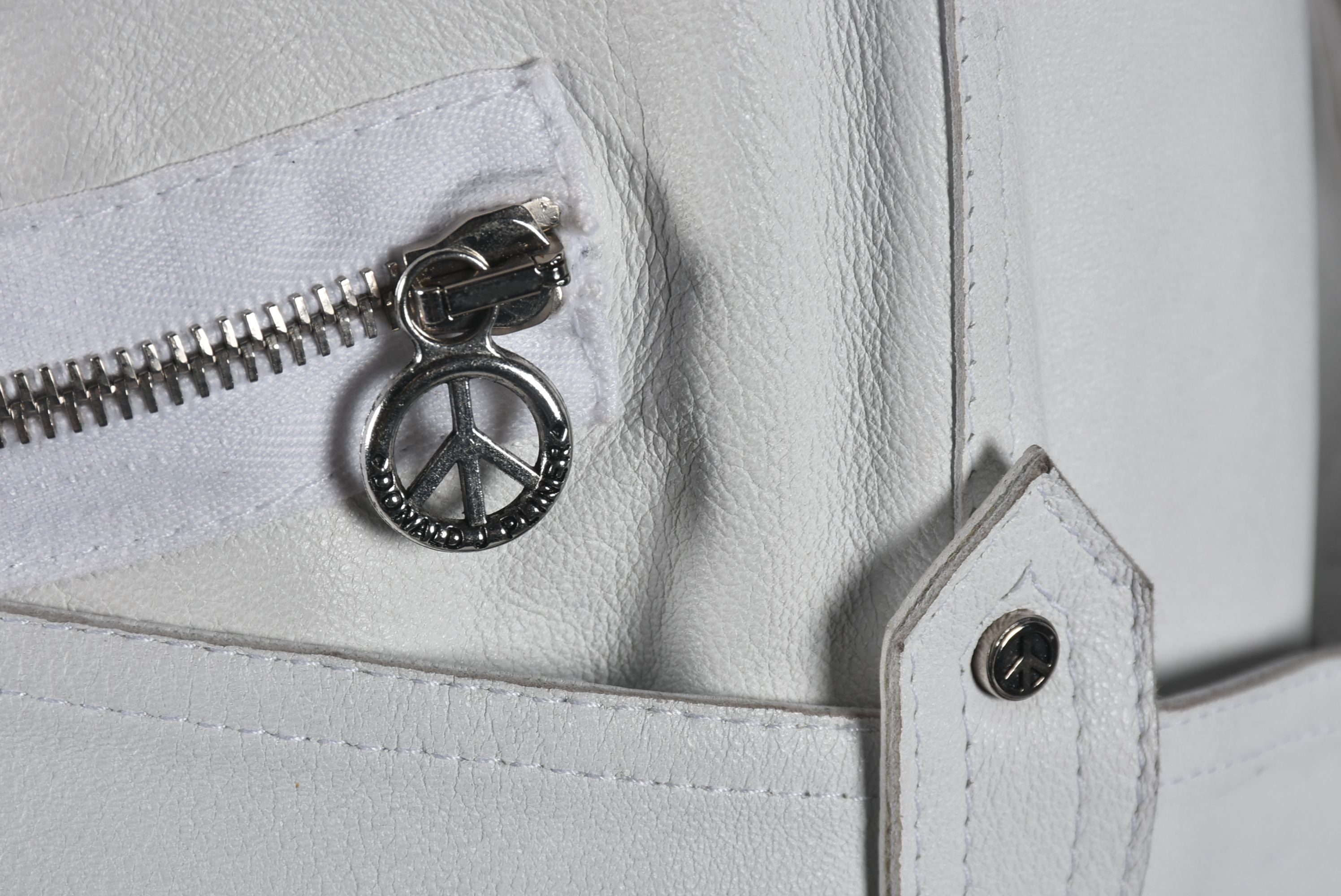 Donald J. Pliner Designer White Leather Vest Embellished with Studs, Made In Italy