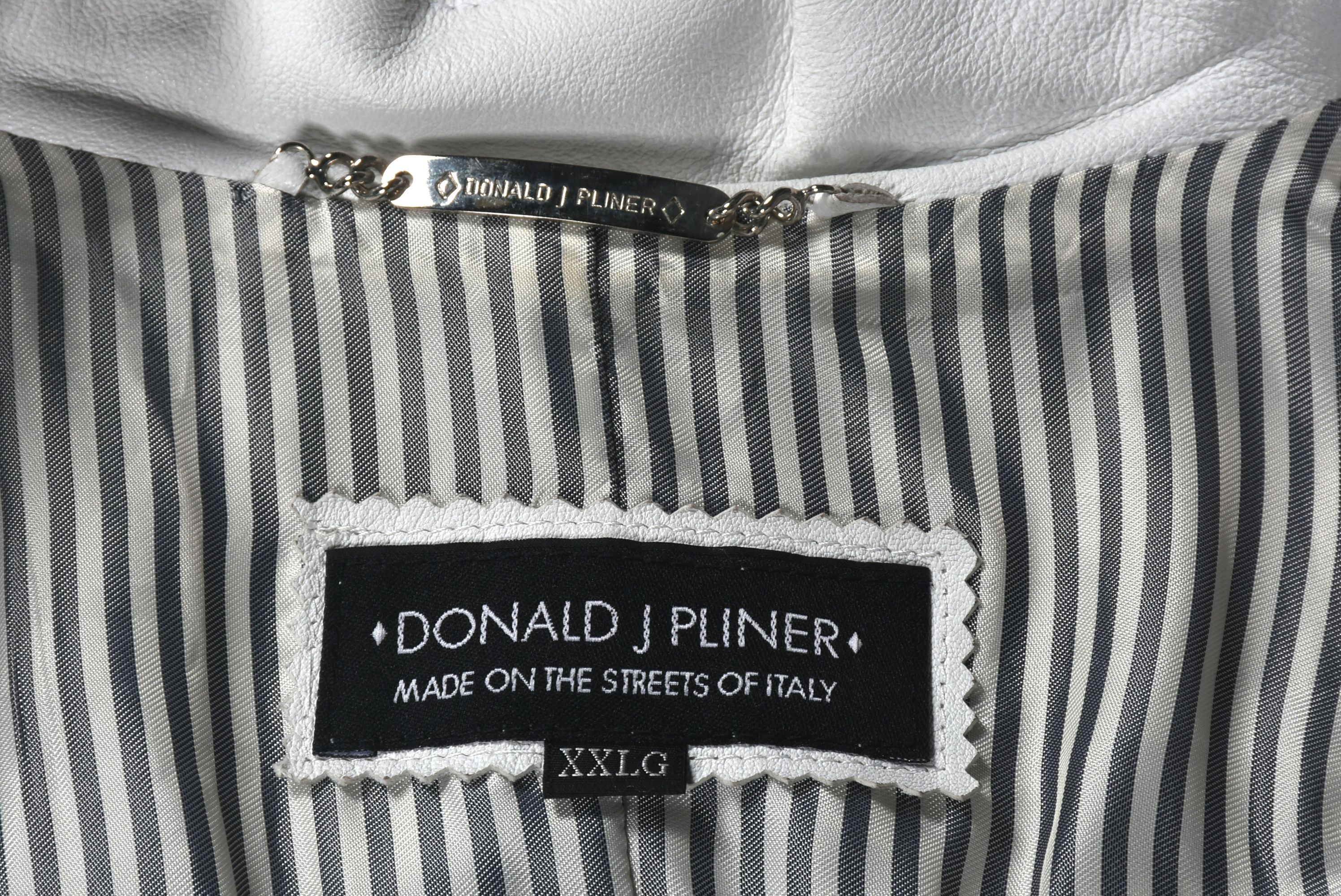 Donald J. Pliner Designer White Leather Vest Embellished with Studs, Made In Italy