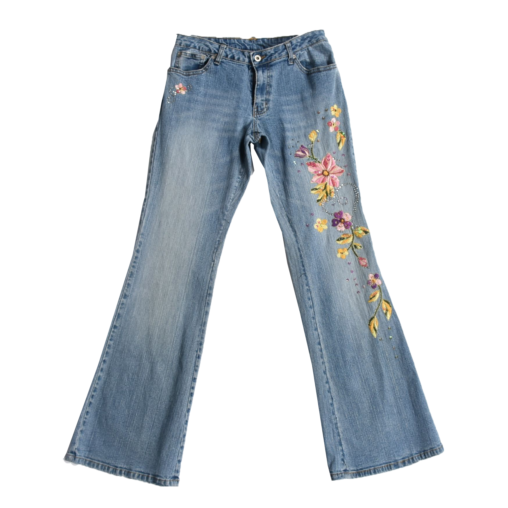 Angels Jeanswear Brand Design Embroidered Jeans with Rhinestones