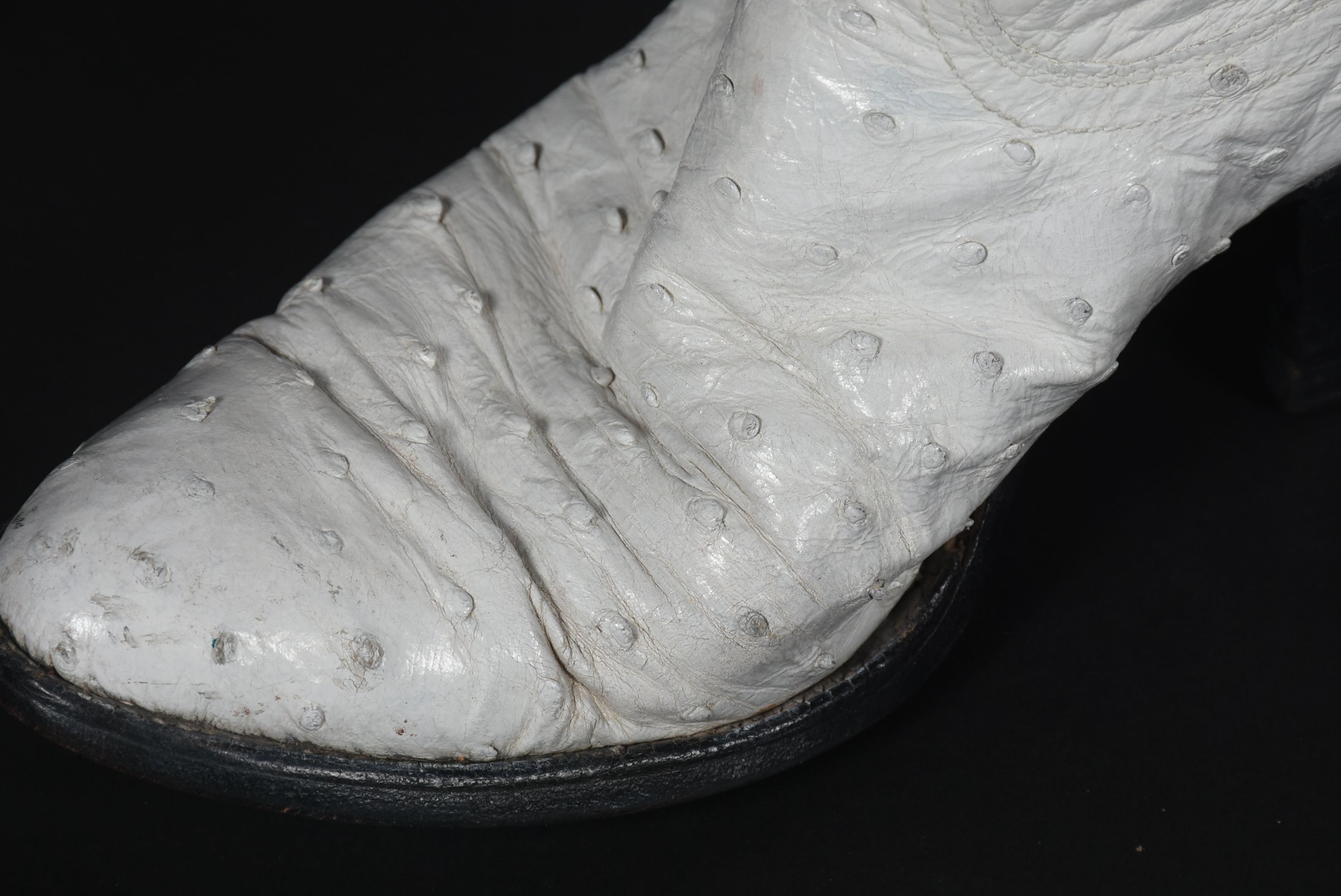 White Leather and Ostrich Skin Justin Cowgirl Boots