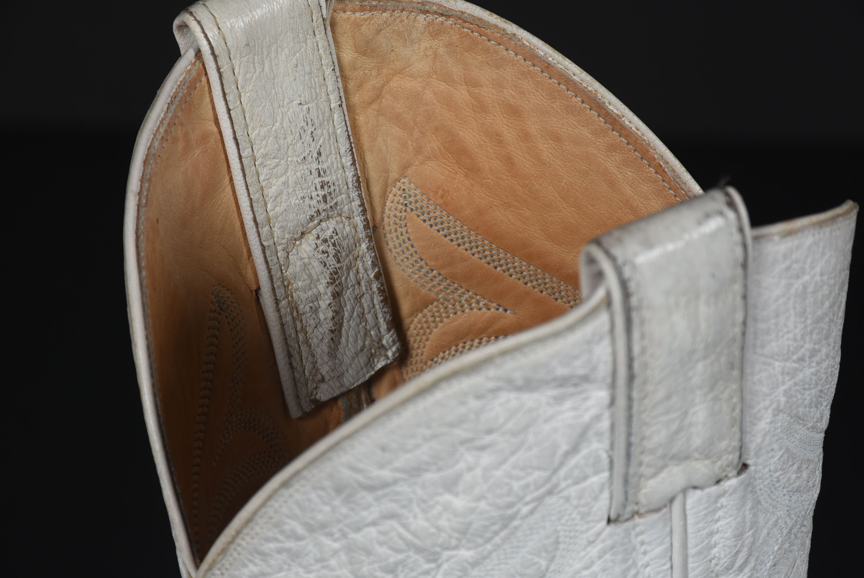 White Leather and Ostrich Skin Justin Cowgirl Boots