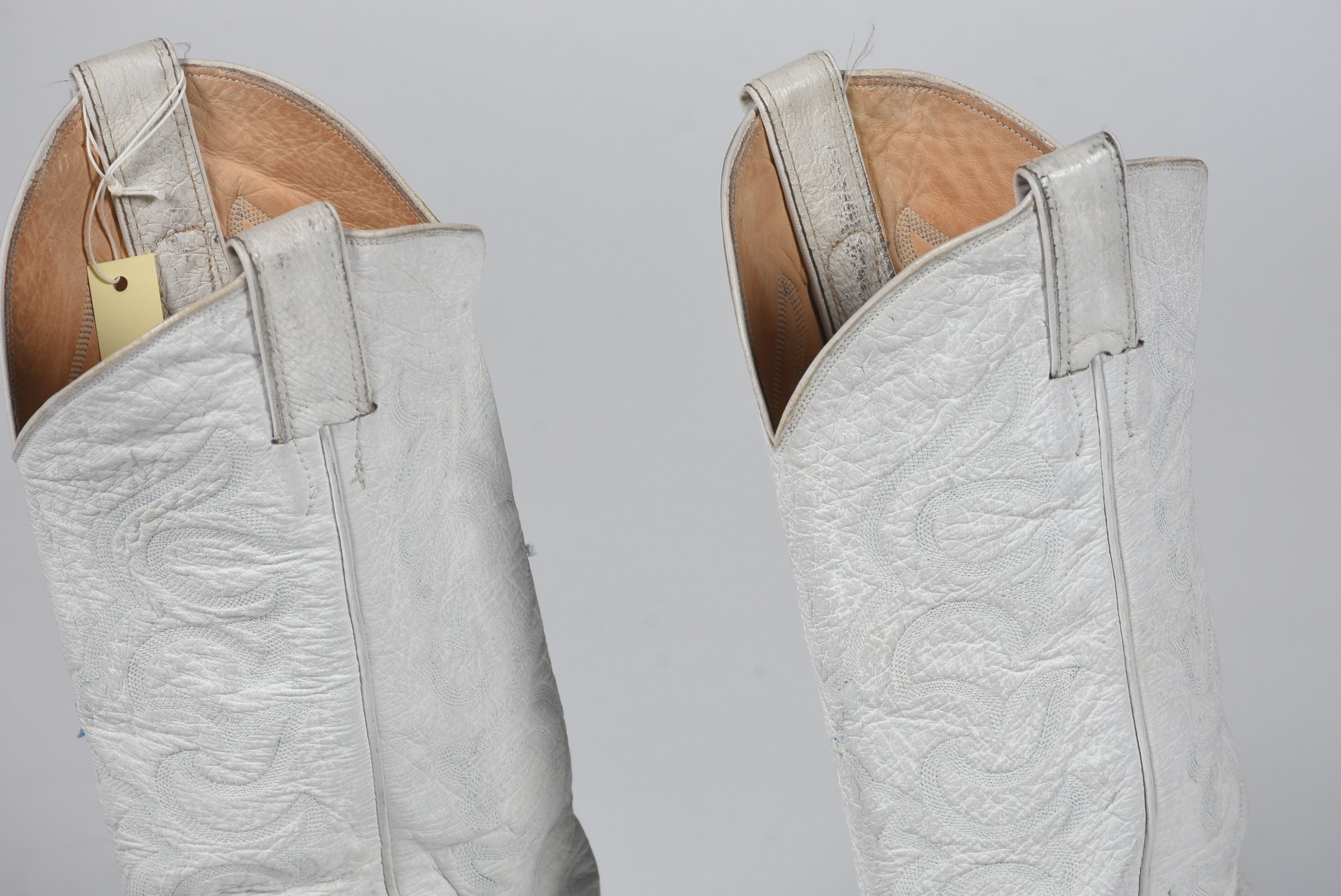 White Leather and Ostrich Skin Justin Cowgirl Boots