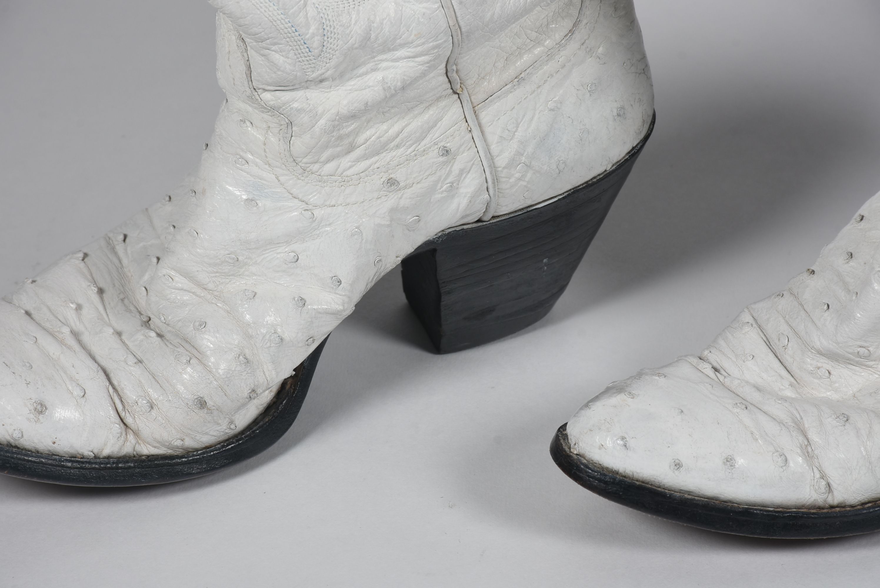 White Leather and Ostrich Skin Justin Cowgirl Boots