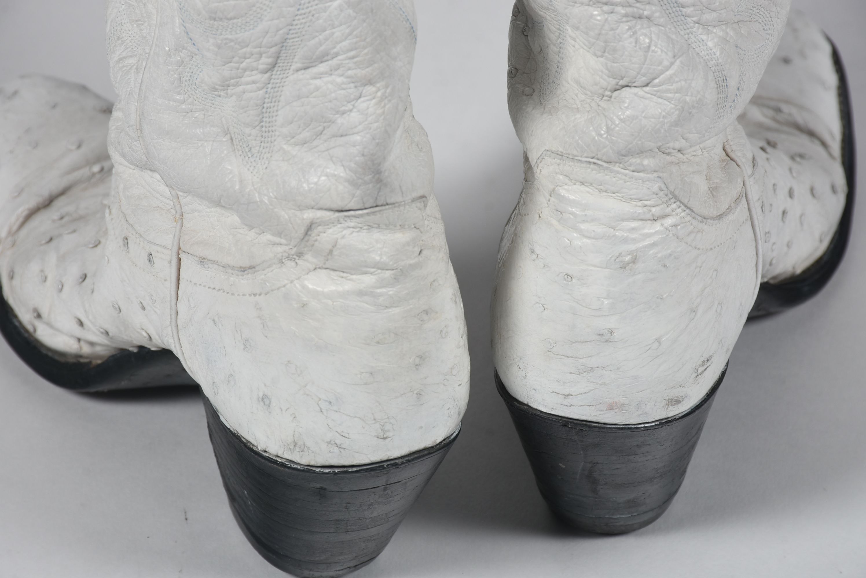 White Leather and Ostrich Skin Justin Cowgirl Boots