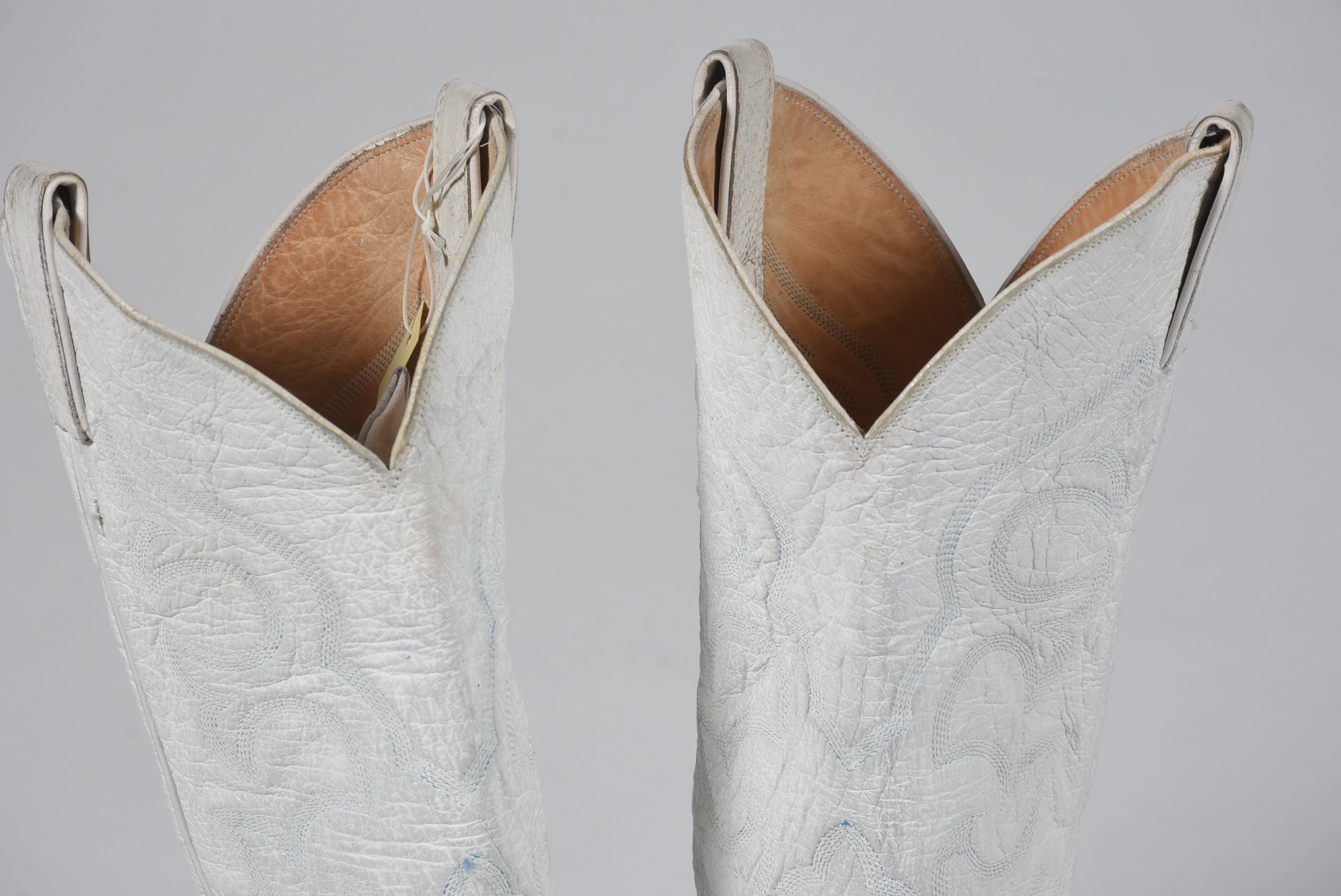 White Leather and Ostrich Skin Justin Cowgirl Boots