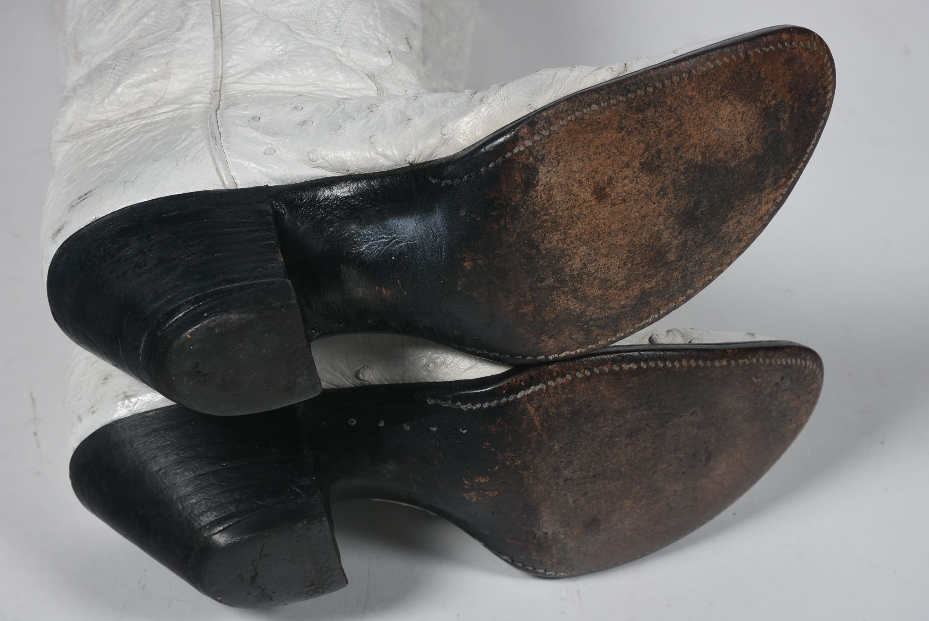 White Leather and Ostrich Skin Justin Cowgirl Boots