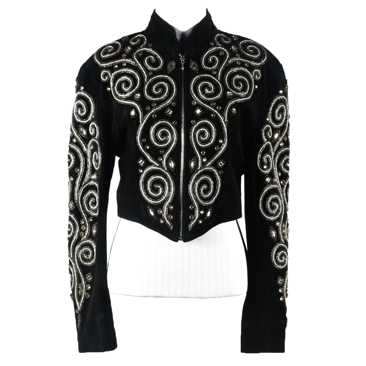 Michael Hoban of North Beach Leather Black Suede Leather Embellished Jacket