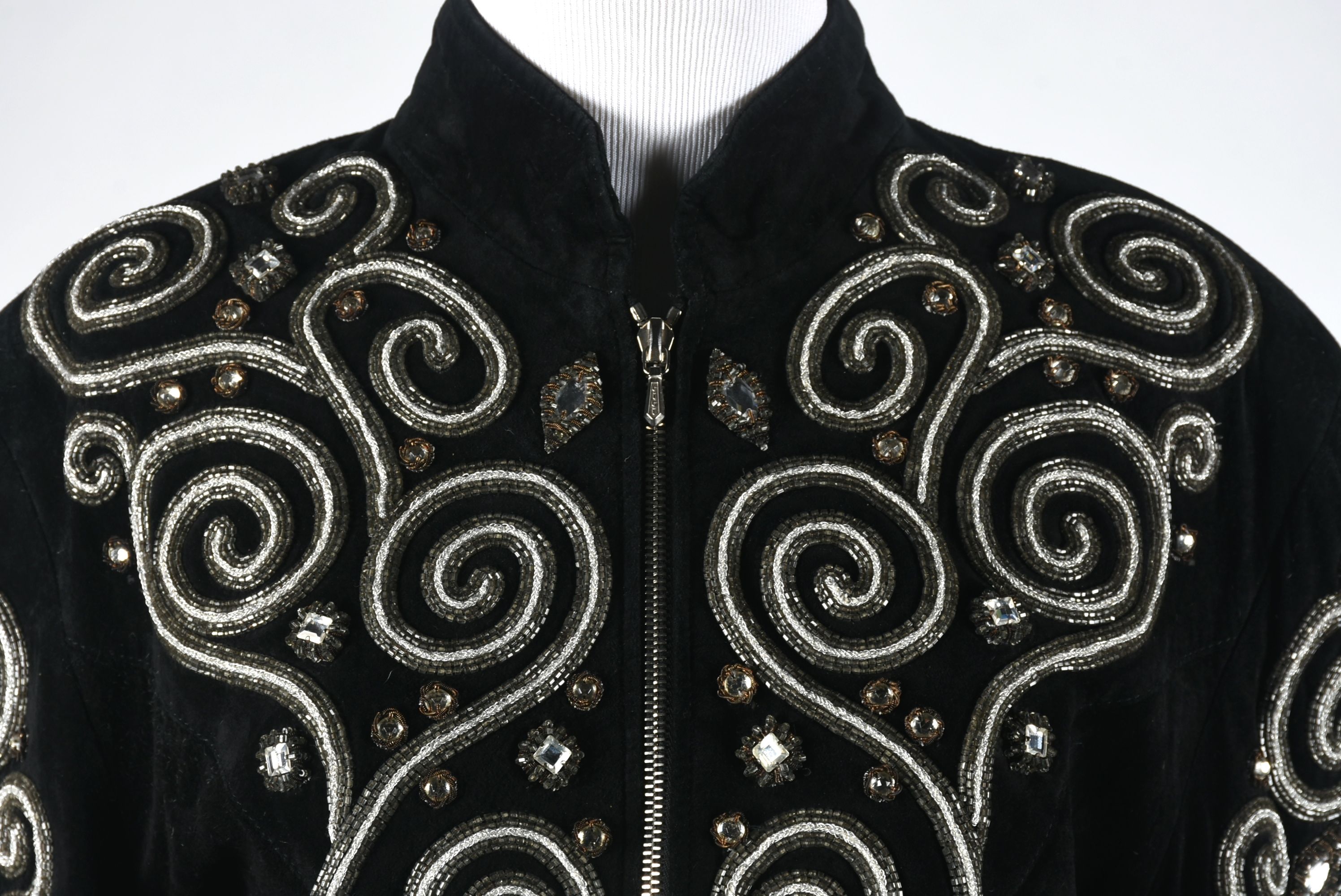 Michael Hoban of North Beach Leather Black Suede Leather Embellished Jacket